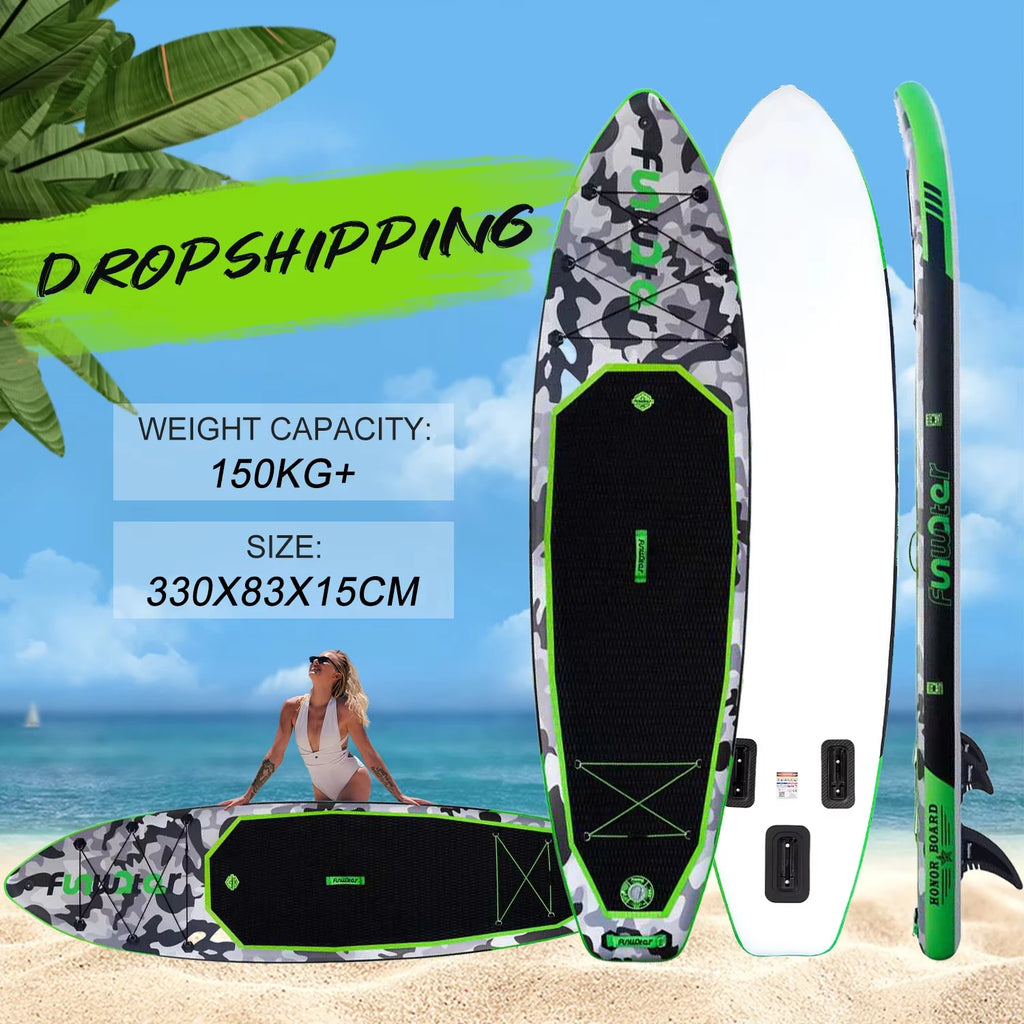 Funwater SUPFW10A Ultra-light inflatable Paddle Board 330*84*15 Paddle Board size, PVC Material, Adult Water Sports, yoga, fishing, Travel, Sea surfing non-slip Paddle Board
