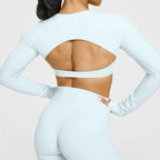 NCLAGEN Yoga Top With Built-in Bra Long-sleeve Women's Gym Clothes Backless Workout Tee High Elastic Breathable Fitness Shirt