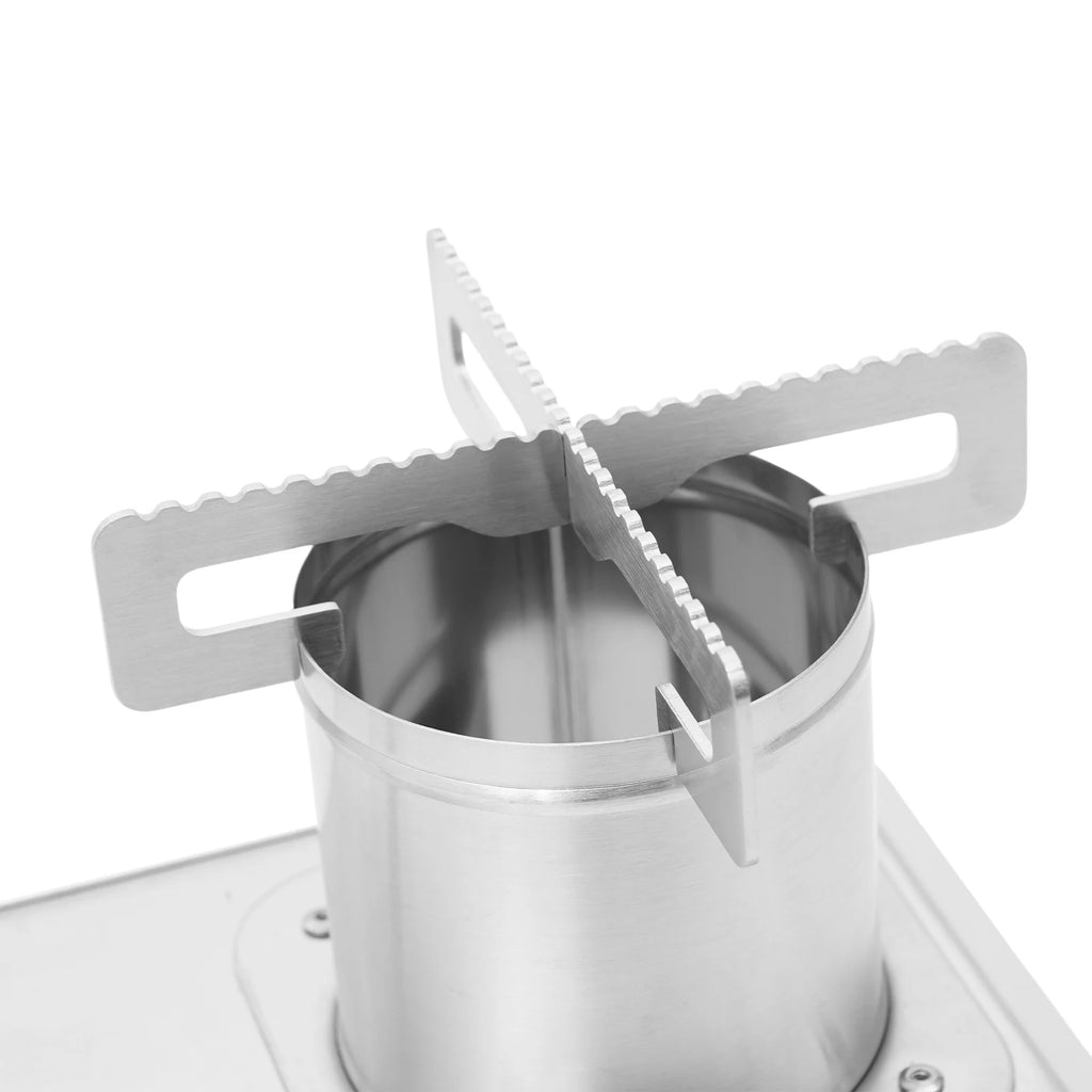 Portable Camping Wood Stove, Mini Stainless Steel Fire Pit for Outdoor Cooking, Hiking, BBQ, with Glass Window & Airflow Vents