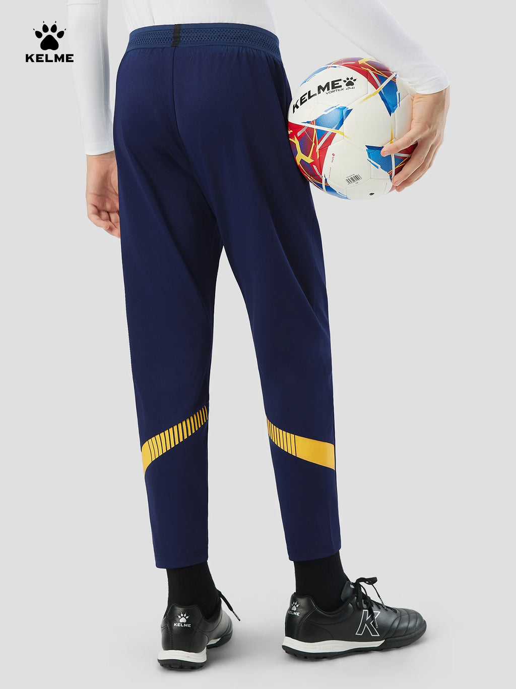 Kelme Kids' Fleece-lined Sports Pants Football Training Pants Casual Fitness Running Pants Warm Windproof Stretch Long Pants