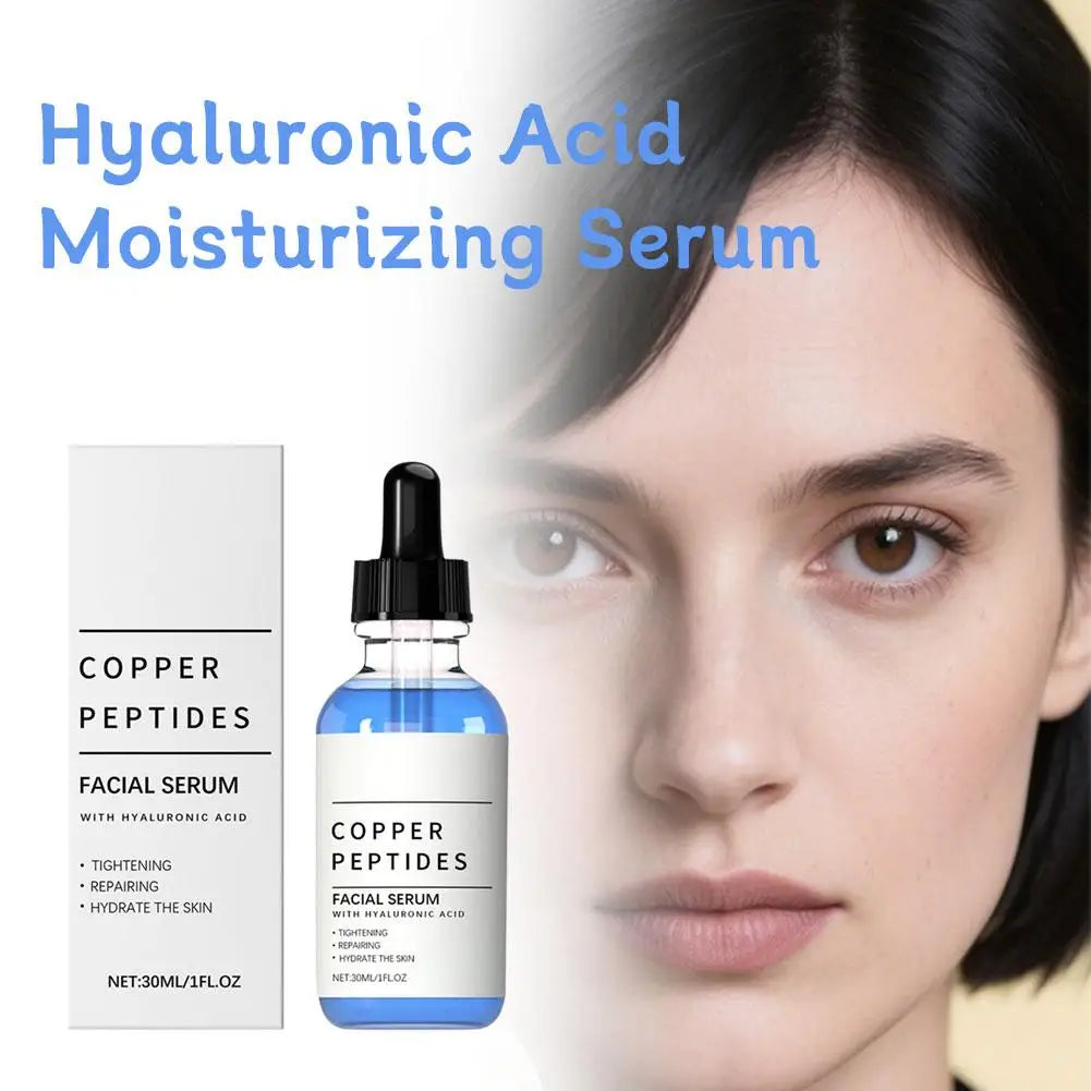 Copper Peptide Serum Anti Wrinkle Remover Antioxidant Tighten Skin Barrier Repair Deep Hydration Hyaluronic Acid Face Serum