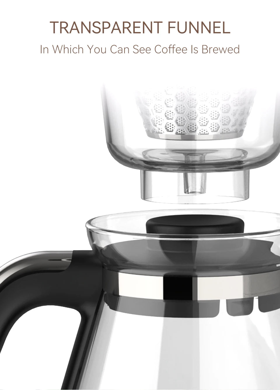 HiBREW 3 in 1 America Drip Coffee Machine Pour Over Coffee Maker Glass Teapot Hot Tea Maker  750ML H12