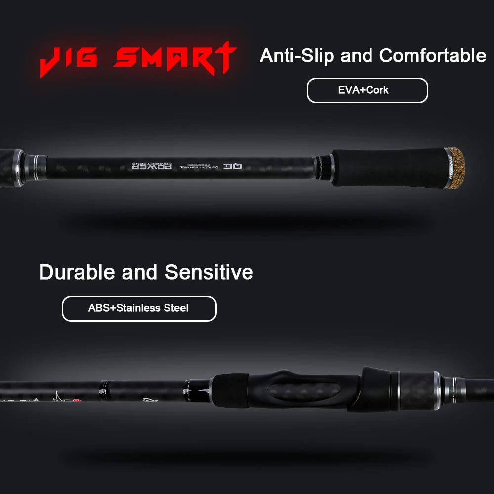MIFINE JIG SMART SPIN Spinning Rod, Bass Fishing Rods, Lure Weight 4-18g/10-38g Saltwater Freshwater 2.29M