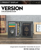 CONTACT'S Genuine Leather Passport Wallet Card Holder Coin Purse AirTag Slot Men Travel Wallet Women‘s Purse Passport Cover Bag