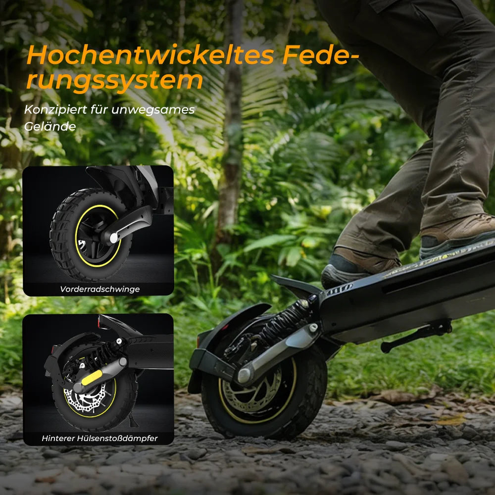 V5Pro Offroad E Scooter 10 Zoll ABE zertifiziert 500W 48V12.5Ah Geländereifen Dual Federung E Bremse Voltix APP Deutschland