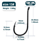 9KM Chinu Hooks 50~100Pcs Single Fishing Circle Hook Black High Carbon Steel for Saltwater Freshwater Porgy Bream Grouper