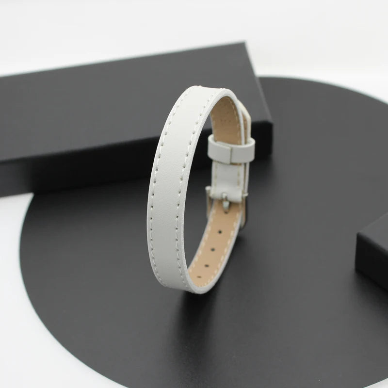20pcs 10mm Genuine Real Leather Bracelet For Women Slide Letter Charms Wristband Jewelry Making DIY Pet Collar Keychain Band