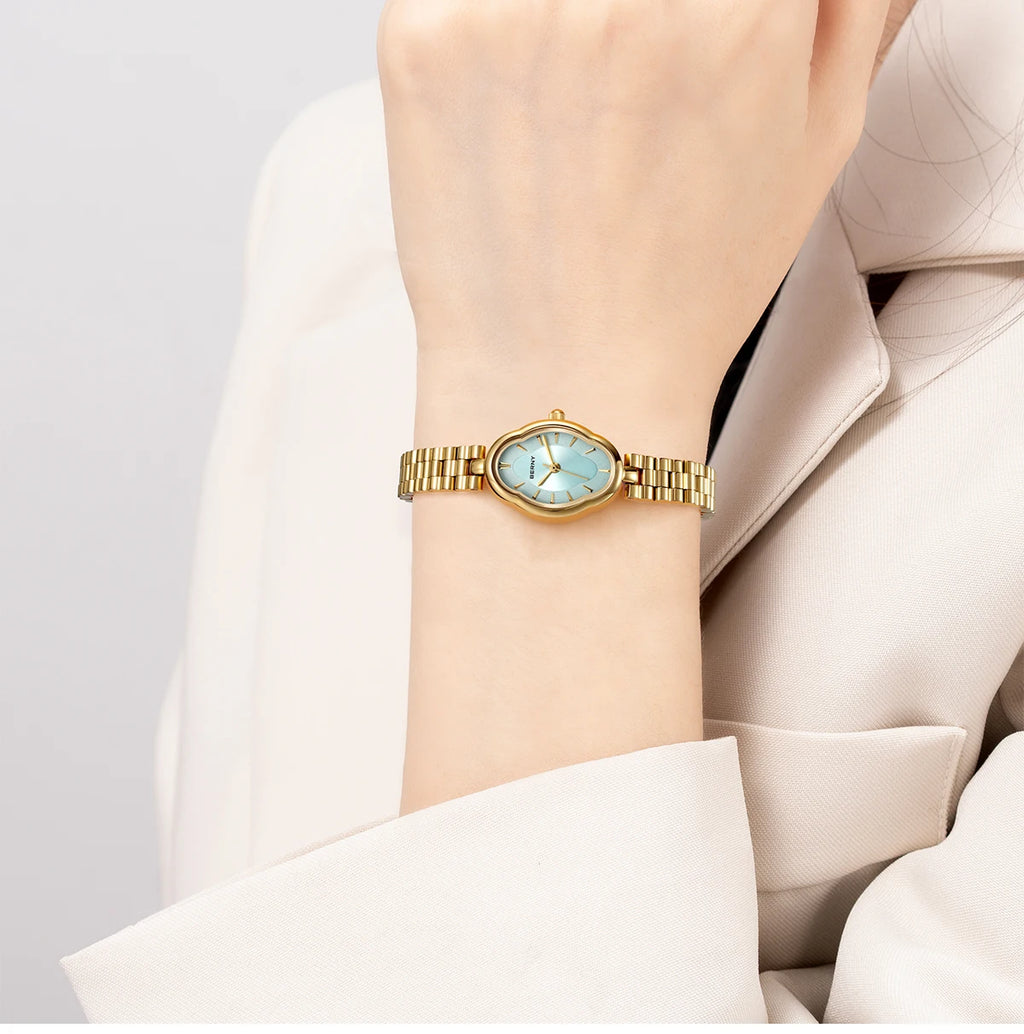 BERNY Gold Watch for Women Ladies Wristwatch Gold Quartz Jewelry Bracelet Set Minimalist Watch Multicolor Small Ladies Watches