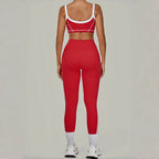 2PCS Women's Yoga Set High Waist Peach Hip Removable Padding Sports Bra Pants Fitness Suit Running Workout Gym Leggings Yoga Set