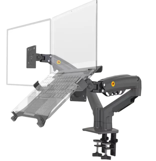 Desktop NB F160 + FP-2 Gas Spring Dual Arm for 17"-27" Monitor Holder + 10"-17" Laptop Support Air Press Mount Stand Load 2-9kg