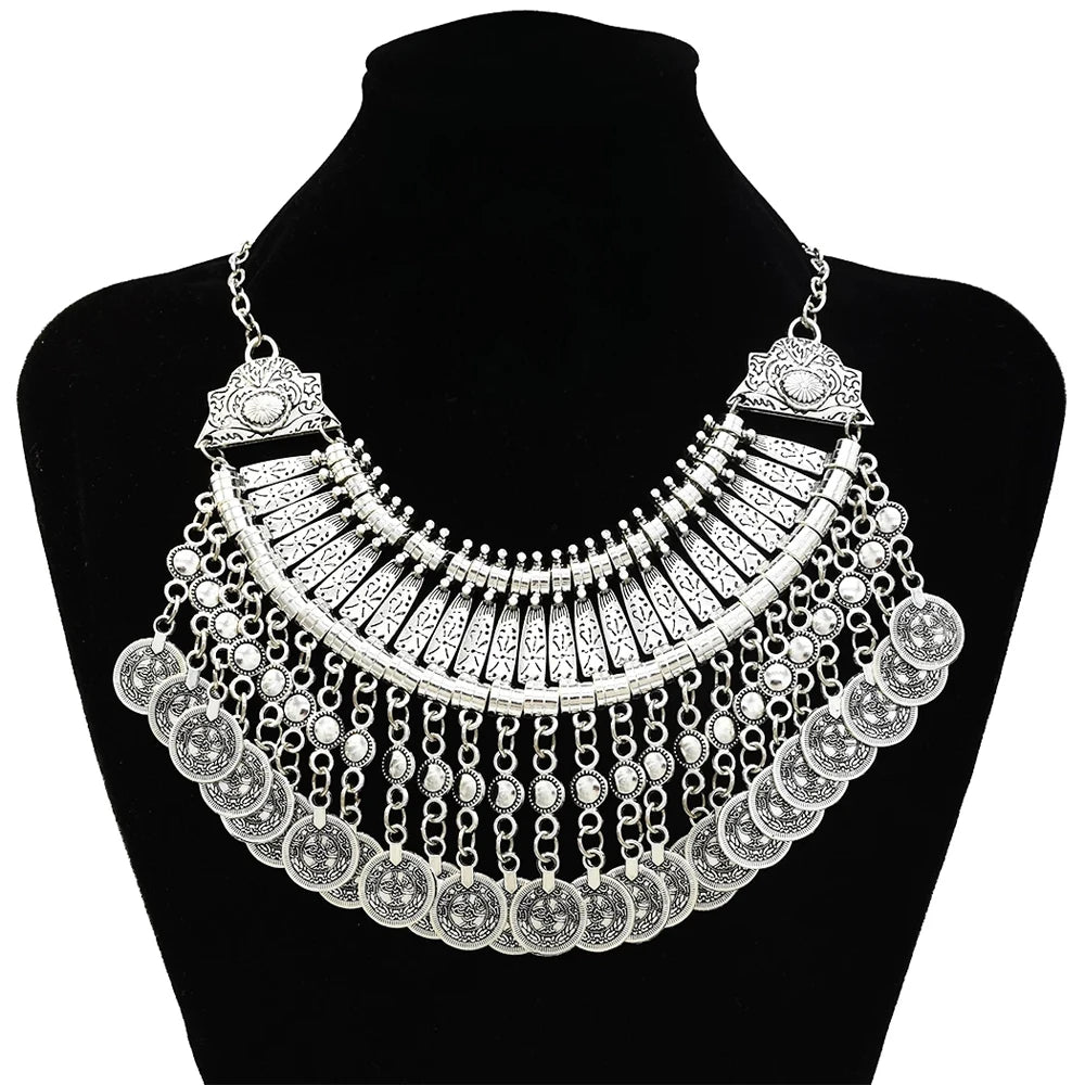 Multi-style Vintage Coin Choker Necklace for Women Boho Afghan Ethnic Gypsy Native Tribal Dress Turkish Pakistan Indian Jewelry