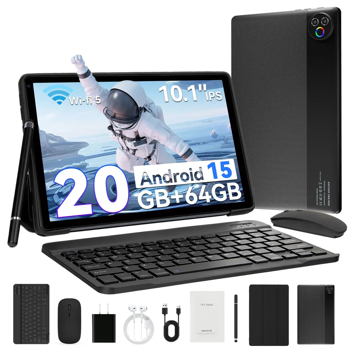 URAO Android 15 Tablet 10.1 Inch 20GB RAM 64GB ROM 5-core Dual Camera Tablets PC Set Keyboard/Case/Mouse/Stylus/Headphone Main image