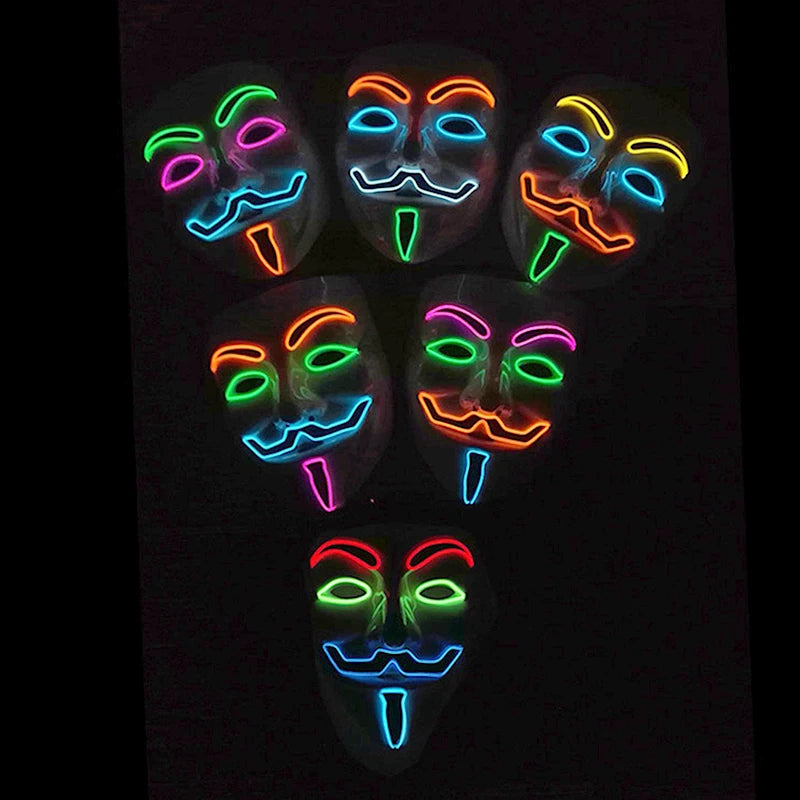 V For Vendetta Mask Cosplay Guy Fawkes Hacker Glowing Mask For Halloween Carnival  Decor Props