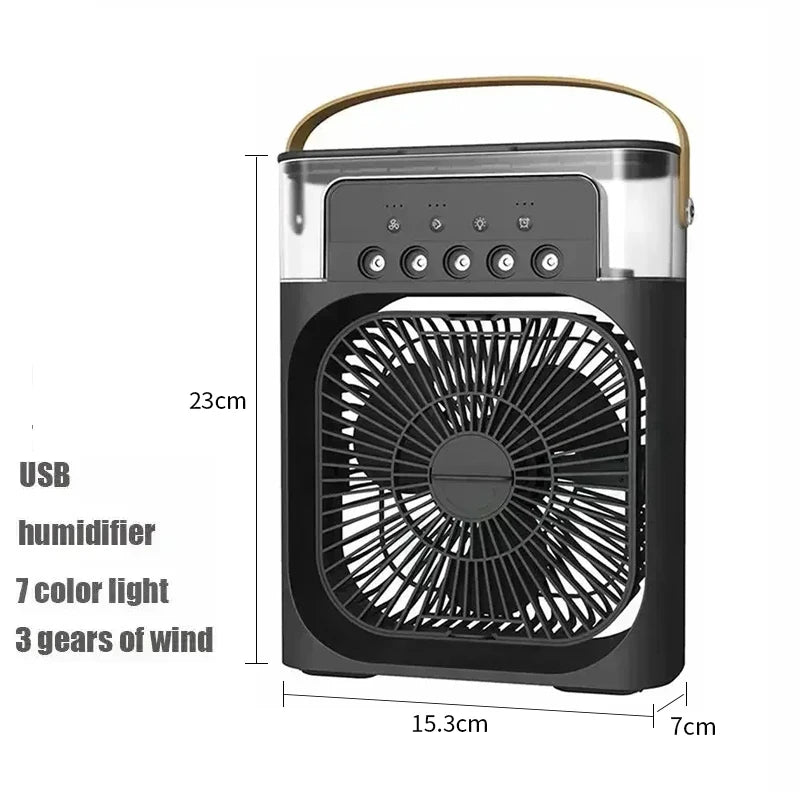 3 In 1 Mini Air Cooler Fan Portable Household Air Conditioner Humidifier LED Night Light For Home Office Desk Use25.5x18.5x8cm