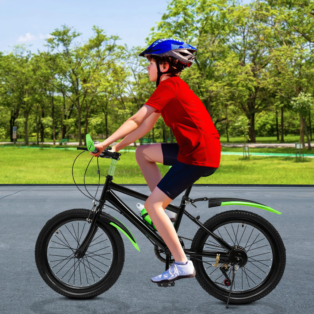 20 Inch 7 Speeds Mountain Bike Adjustable Children's Bicycle with Storage Bag and Compass Bell Braking System Bike