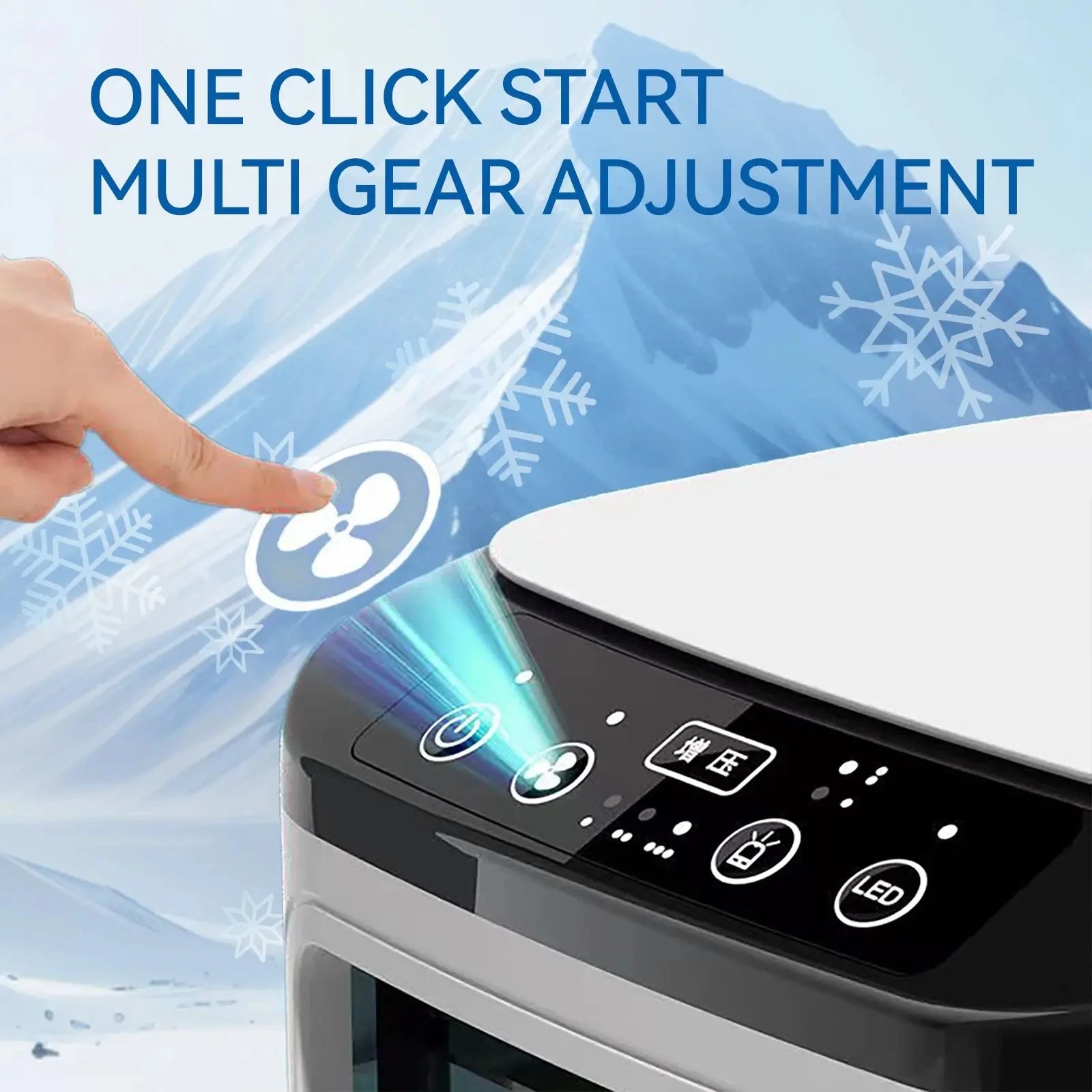 Portable Air Conditioner 3 Speed Mini AC Unit With Dual Mist Ice Box 900ML Water Tank Humidifier For Bedroom Office