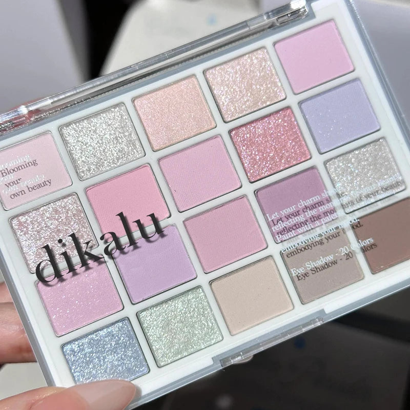 DIKALU 20-Color Korean Low Saturation Eyeshadow Tray Matte Waterproof Brown Pink Eye Shadow Palette Long-lasting Daily Makeup
