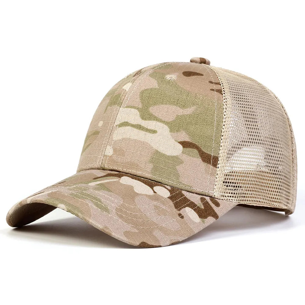 Outdoor Baseball Caps Adjustable Snapback Hat Breathable Mesh Sunscreen Hat Sports Hunting Hiking Camping Anti-UV Baseball Caps
