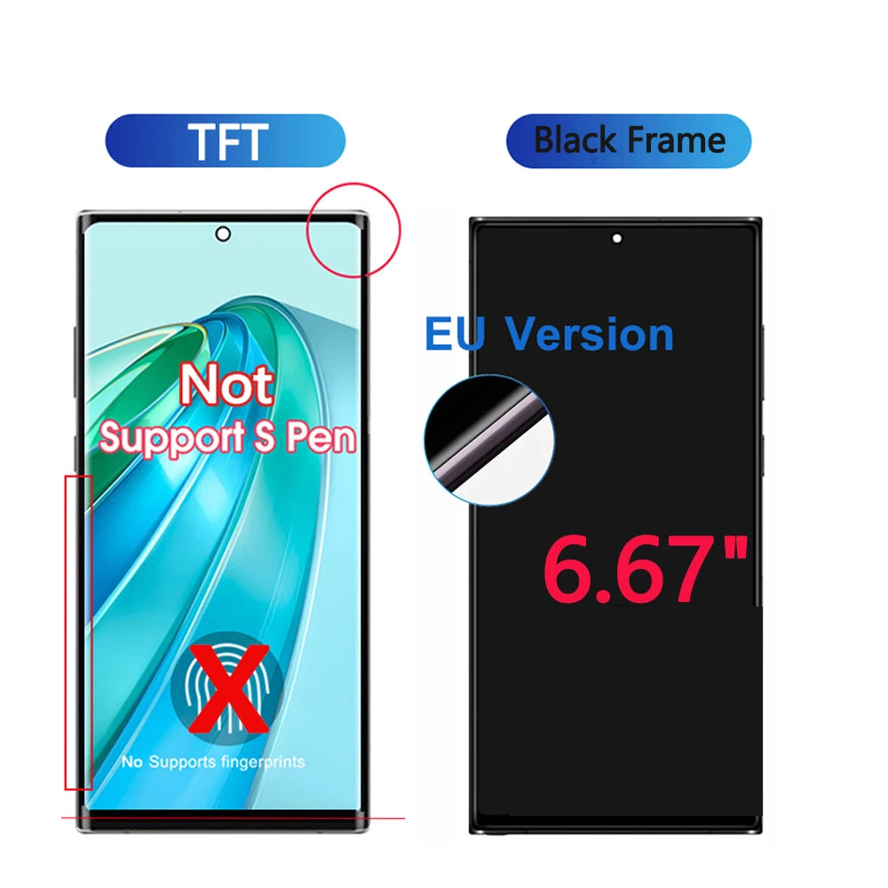 6.8“ Super AMOLED For Samsung Galaxy S23 Ultra S918 LCD Display Touch Screen Digitizer Assembly Support fingerprint and S-Pen