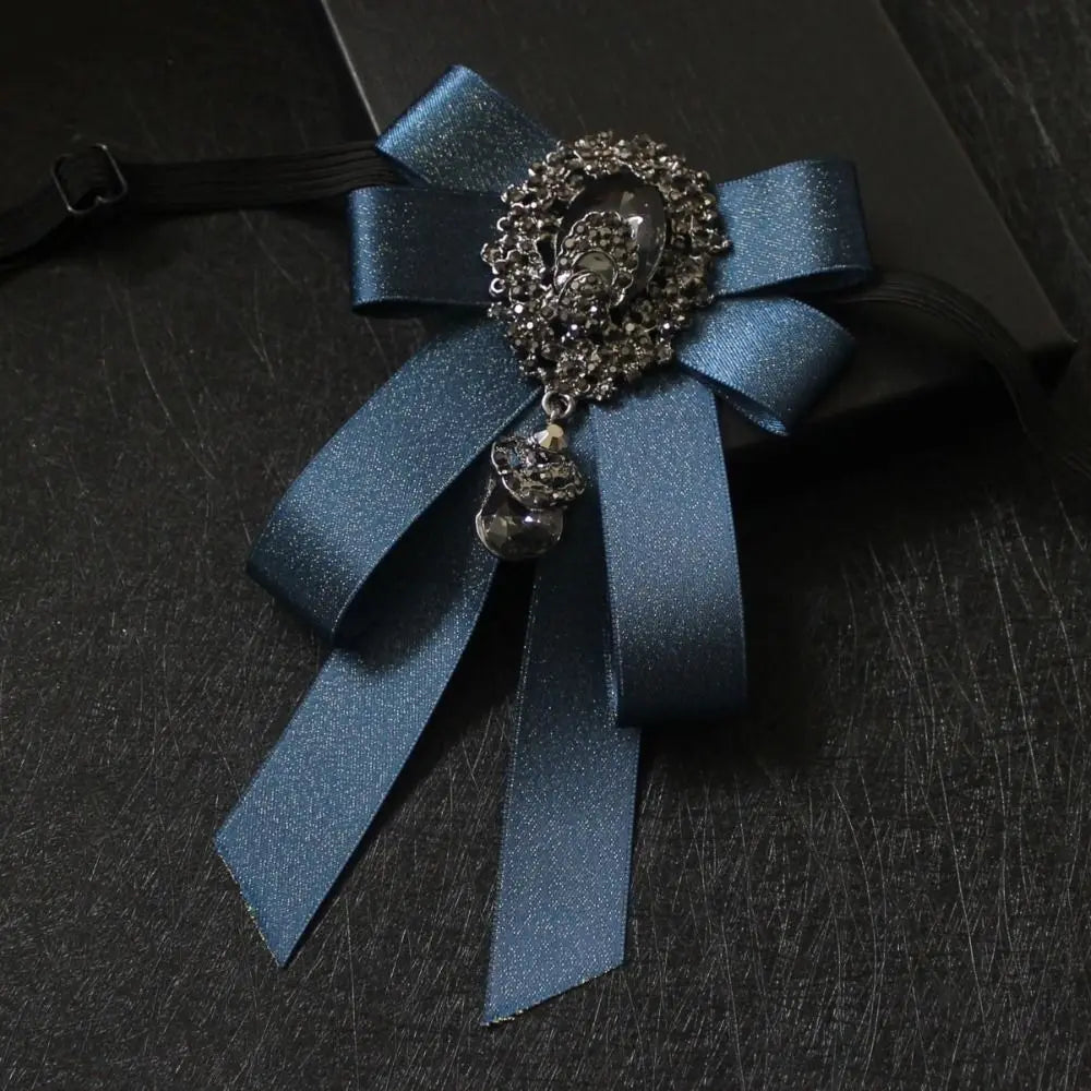 Fashion Ribbon Ribbon Bowtie Rhinestone Crystal Bow Tie Fabric Cloth Art Handmade Neck Tie For Men and Women Main image