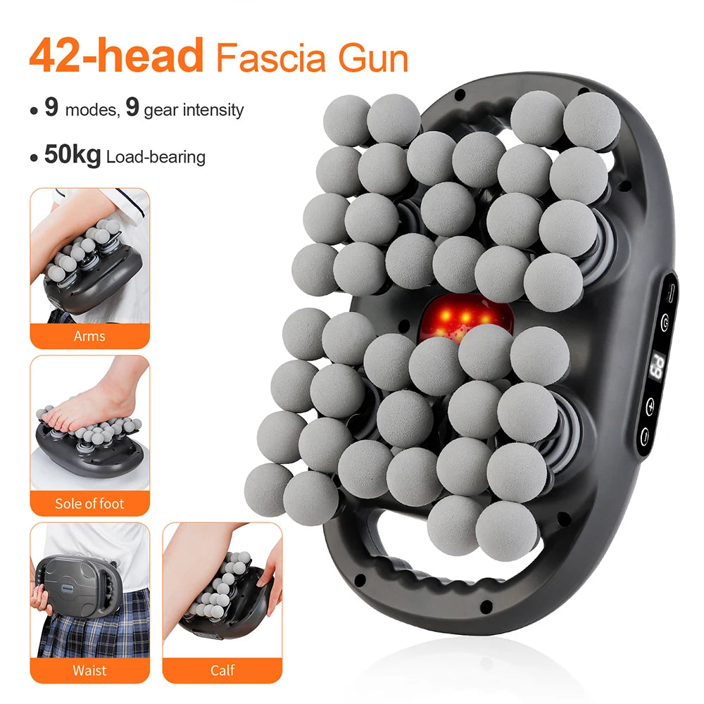 42 Heads Fascia Gun High-Frequency Vibration Deep Body Massage Device Back Waist Thigh Massager Neck Shoulder Muscle masajeador Main image