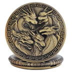 Vintage steampunk handsome dragon group carved quartz pocket watch necklace pendant clock chain men's and women's gifts