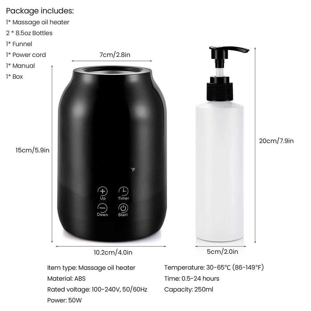 Massage Oil Heater Lotion Essential Cream Bottle Warmer LED Display Temperature Control Quick Heating Body Oils For Salon SPA