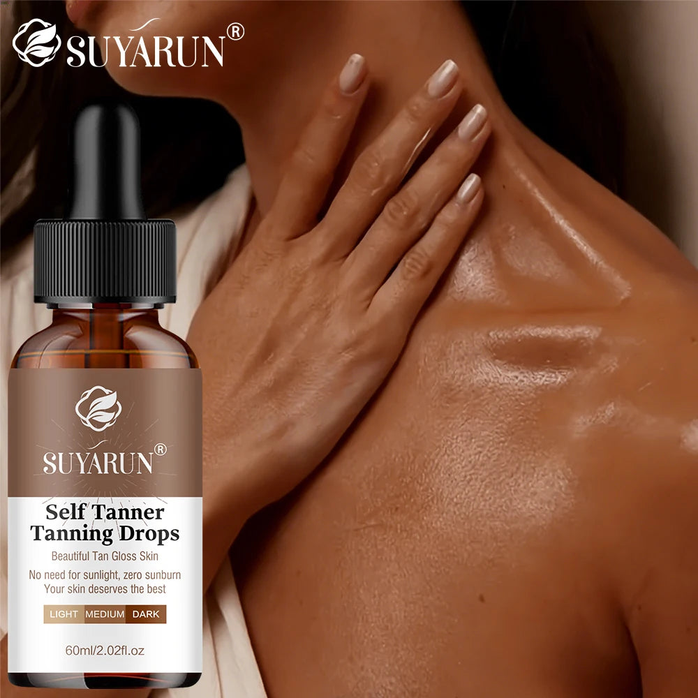 Sunless Tanning Serum - Buildable Natural Glow, Streak-Free Formula for All Skin Tones. Moisturizing & Non-Irritating. Main image