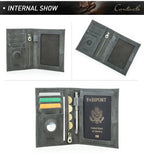 CONTACT'S Genuine Leather Passport Wallet Card Holder Coin Purse AirTag Slot Men Travel Wallet Women‘s Purse Passport Cover Bag