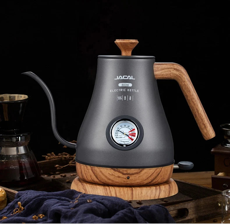 800W Electric Kettle Long Spout Coffee Kettle Tea Pot Hand Brewing Coffee Pot Tea Maker with Temperature Controller 1L