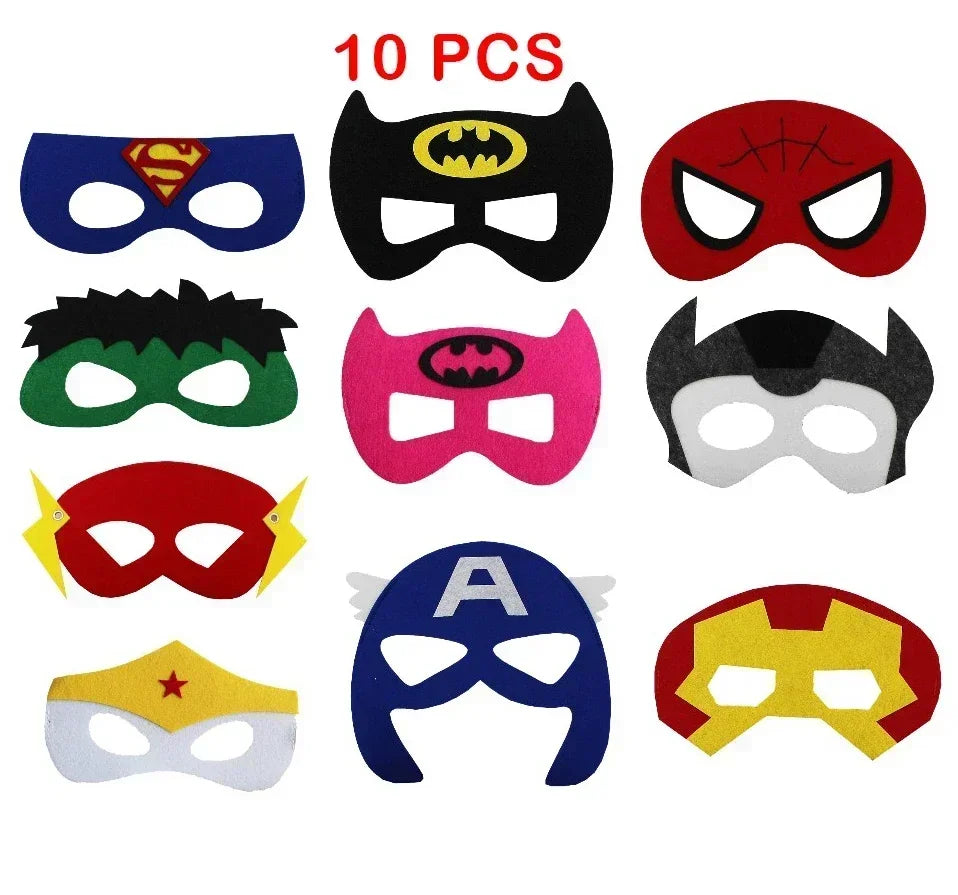 32/28/10 Pcs/Lot Superhero Mask Cosplay Christmas Halloween Kids Adult Carnival Party Props Children's Birthday Felt  Masquerade