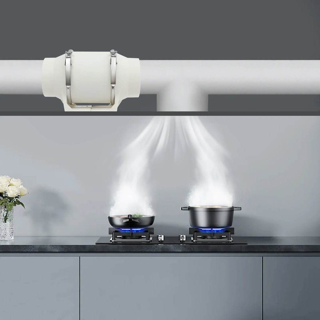 220V Duct Fan, Silent Inline Ventilation Exhaust Fan Air Ventilator for Kitchen/Bathroom/Bath, 2600rpm