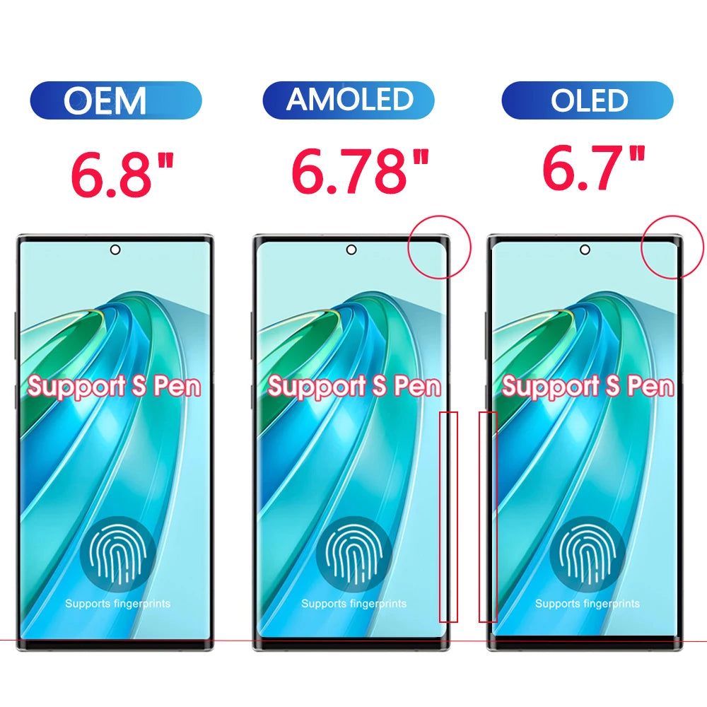 6.8“ Super AMOLED For Samsung Galaxy S23 Ultra S918 LCD Display Touch Screen Digitizer Assembly Support fingerprint and S-Pen