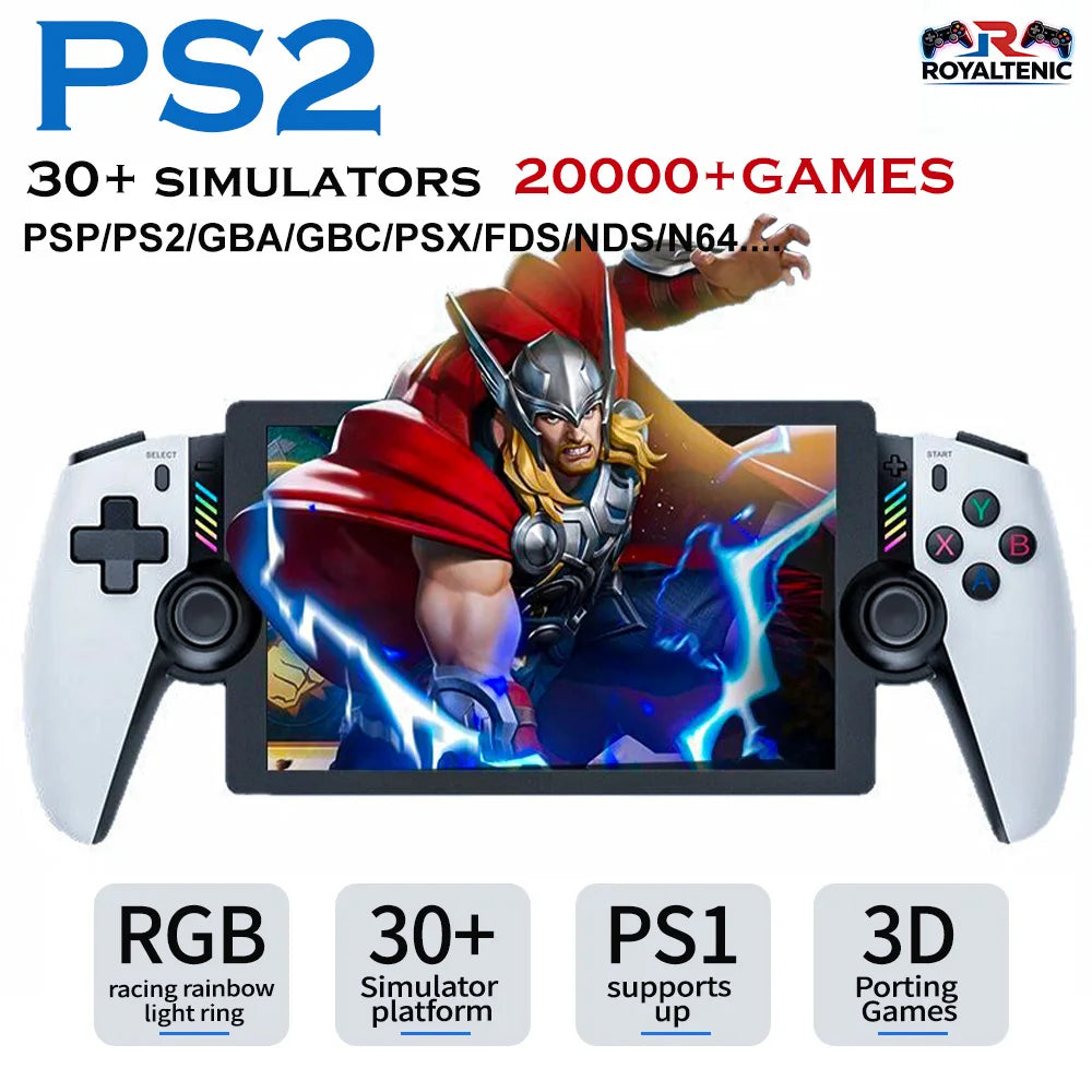 M28 Retro Handheld Video Game Console, 7.1-inch screen, 30+ emulators for PS2/PS1/PSP, 3D dual analog sticks [God of War Classic