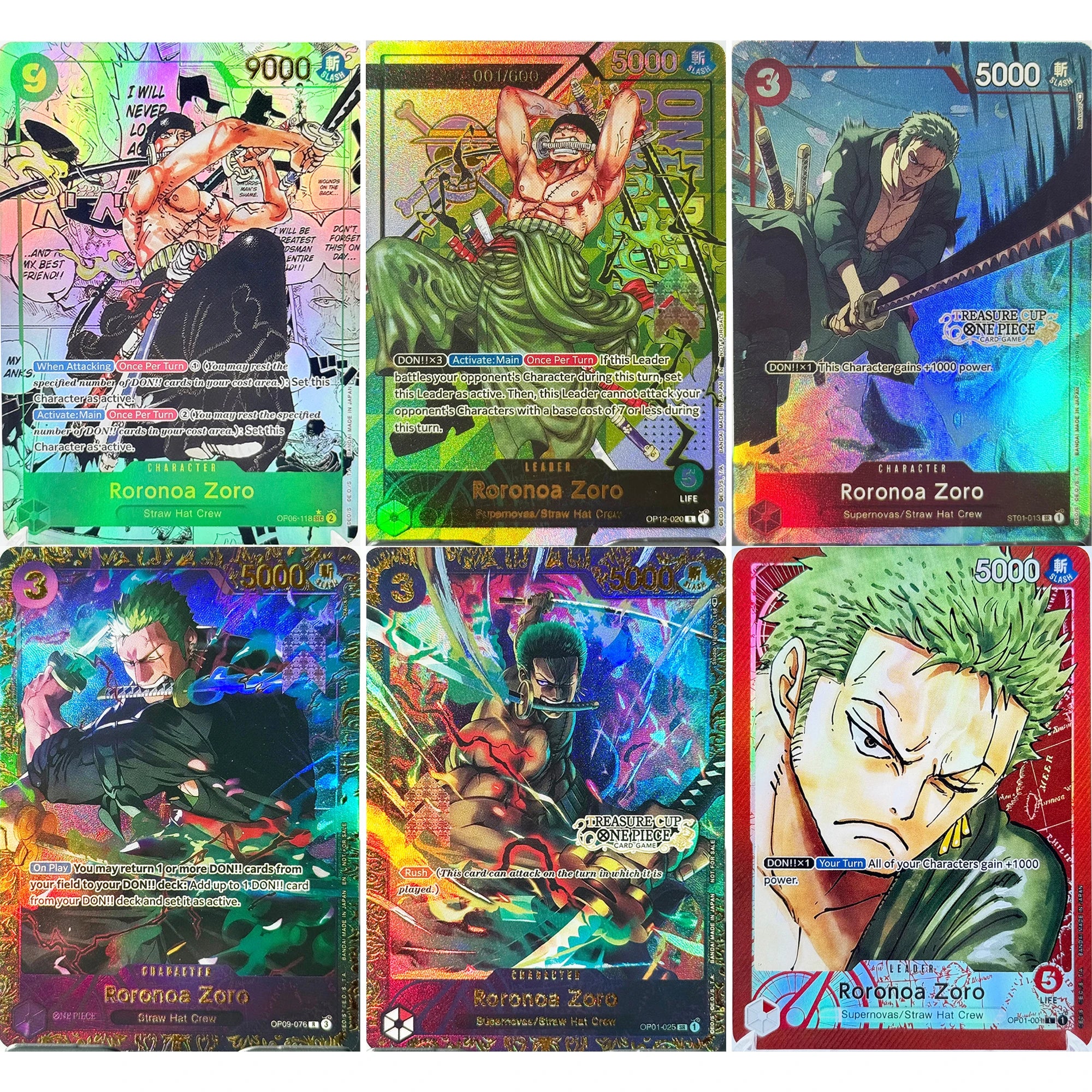 One Piece Roronoa Zoro Series Set Championship Treasure Cup Promo Anime Collectibles DIY Replica Cards Texture Card