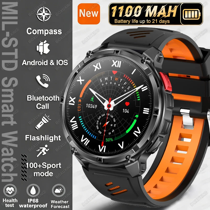 2026 New T-Rex 3 Ultra 1100mAh Smart Watch 5ATM Waterproof Outdoor Sports GPS Track Heart Rate Compass Bluetooth Call Smartwatch
