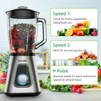 BioloMix Professional 1300W Blender with 1.5L BPA Free Glass Pitcher Perfect for Frozen Smoothies and Homemade Sauces
