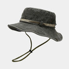 1pc Sun Hat Boonie Hat Washed Bucket Hat Packable Outdoor Fishing Hunting Hat Strap Adjustable Chin Strap for Men and Women