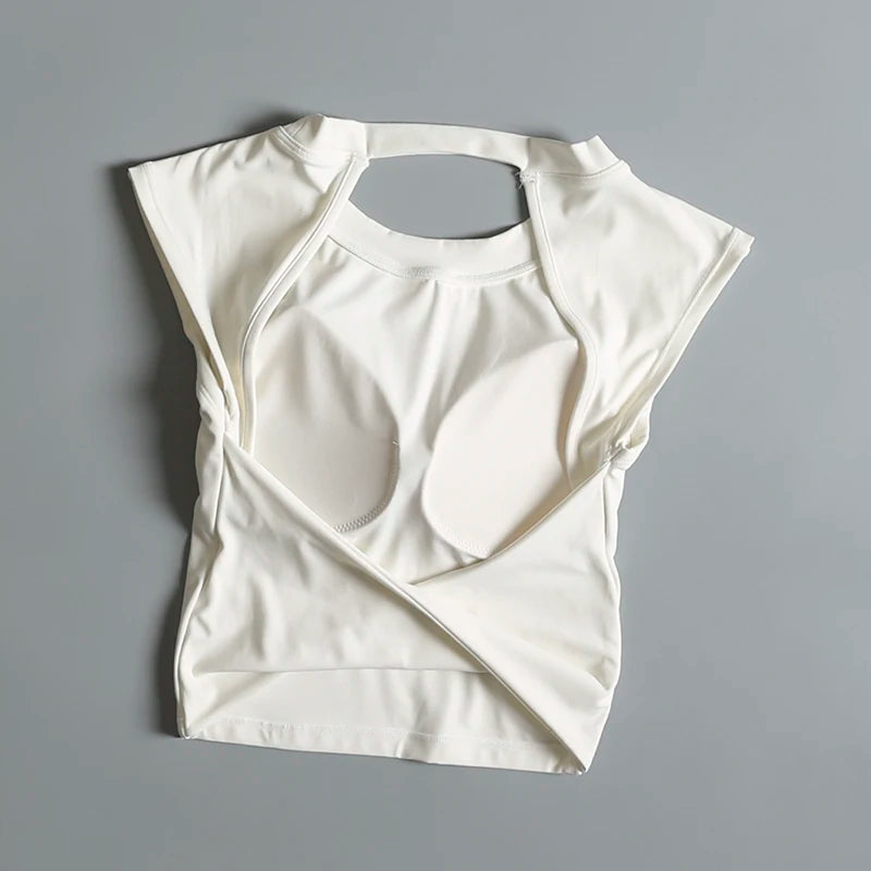 Sexy Backless Sports Vest Women Fixed Chest Pad Tight Quick-Drying Slim Fit Yoga Top Breathable Fitness Shirt