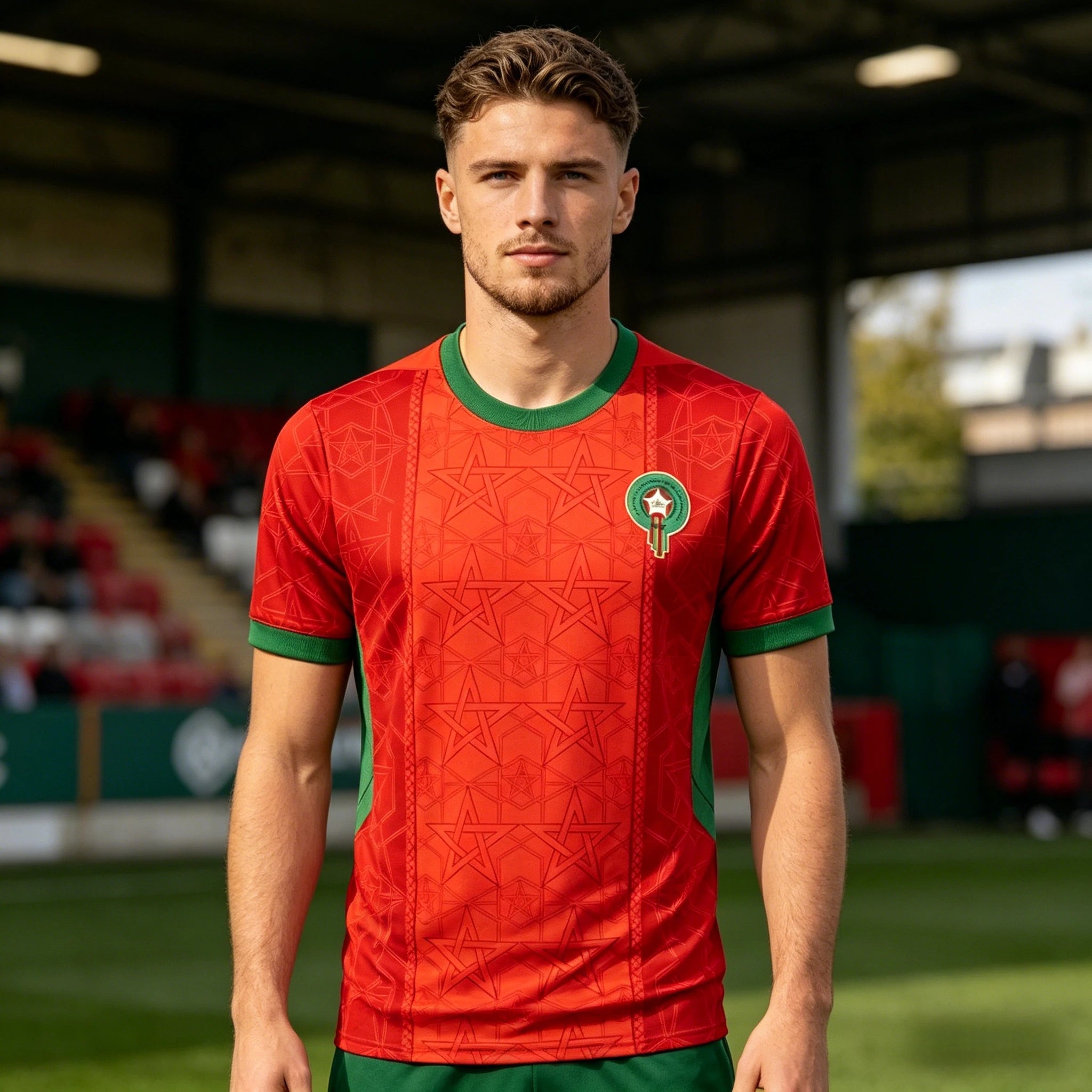 Moroccan Flag 2026 Home Fan Football Jersey 3D Printed Short Sleeve Sports Shirt Children's Sports Quick Drying Training T-shirt