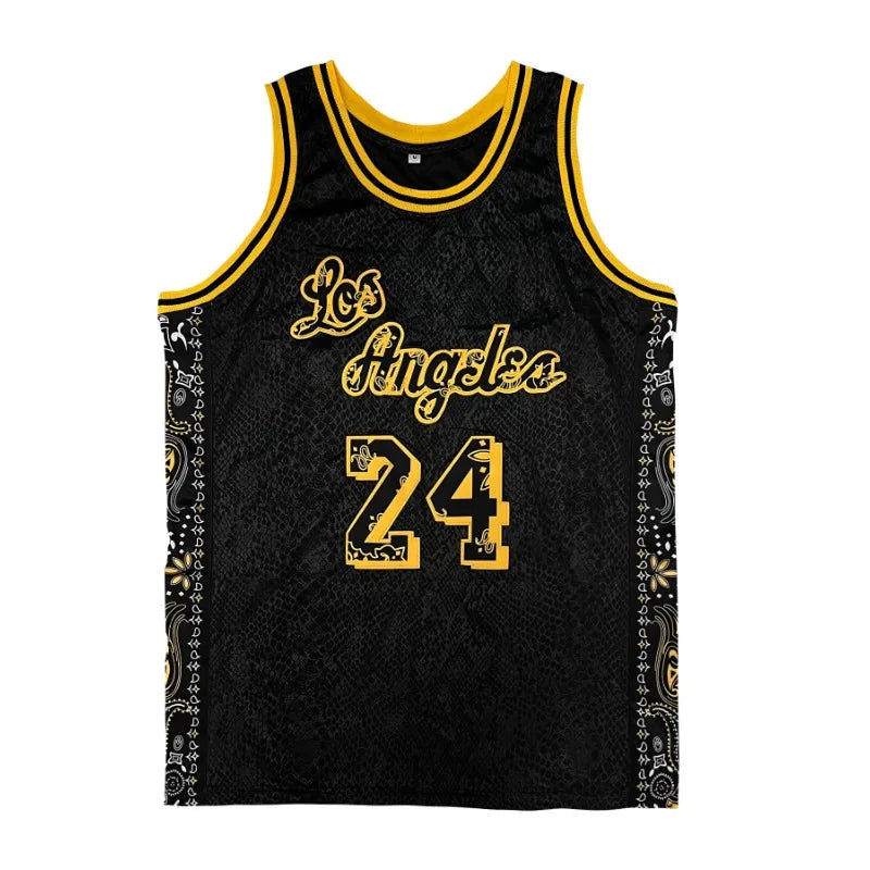 Men's Sleeveless Basketball Jersey,Snake Skin Vest Embroidered Lettering, Loose Fit, Sports Uniform for Summer Men Clothing
