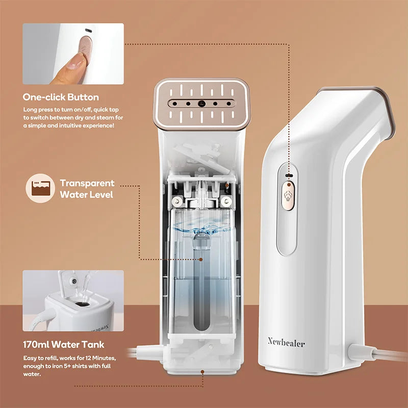 Clothes Ironer 650W Handheld Steam Iron 25S Fast Heat-up Travel Home Fabric Steam Ironing Machine