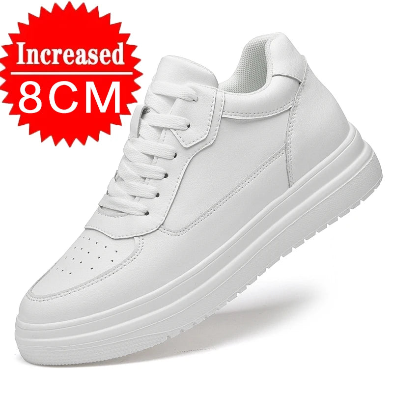 High Quality Men Sneakers Elevator Shoes for Men Fashion Casual Shoes Comfortable Leather Sports Shoes height increase 6/8/10cm Main image