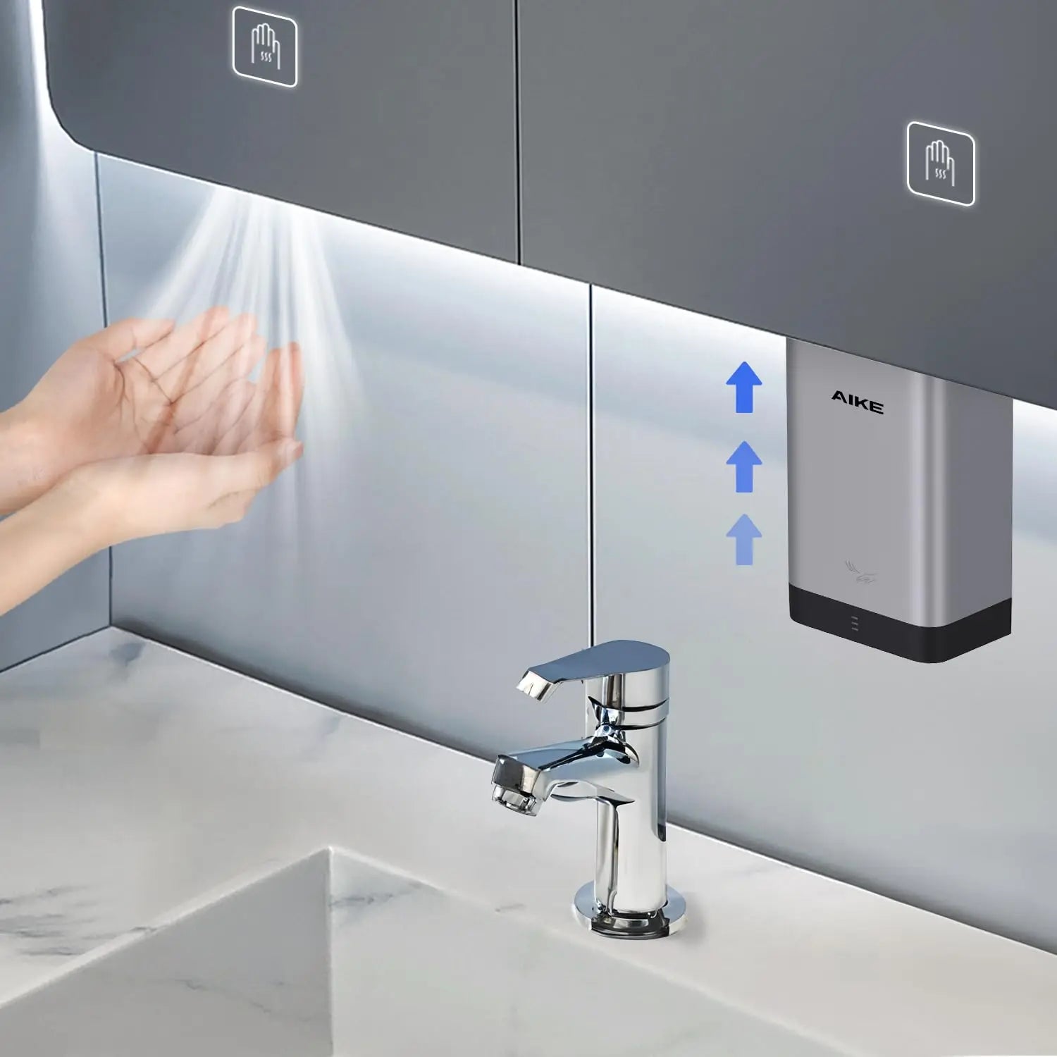 AIKE Automatic Wall Hand Dryers Portable Mini Hand Dryer Washroom Drying Hands 10-15s Quick Drying 900W 110V or 220V AK2822 Secondary image