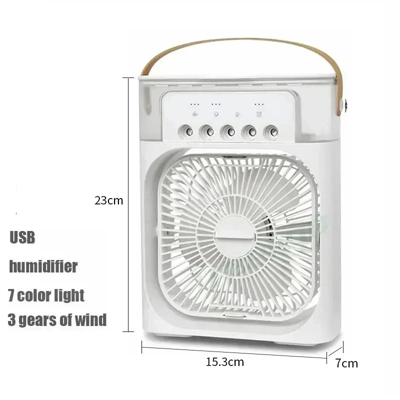 3 In 1 Mini Air Cooler Fan Portable Household Air Conditioner Humidifier LED Night Light For Home Office Desk Use25.5x18.5x8cm