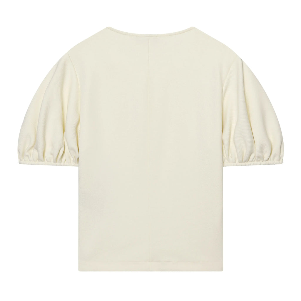 HH Women Elegant Beige Matching Set O Neck T-Shirt Solid Puff Sleeve Top Casual Lady Wide Leg Trousers High Street Chic Outfit