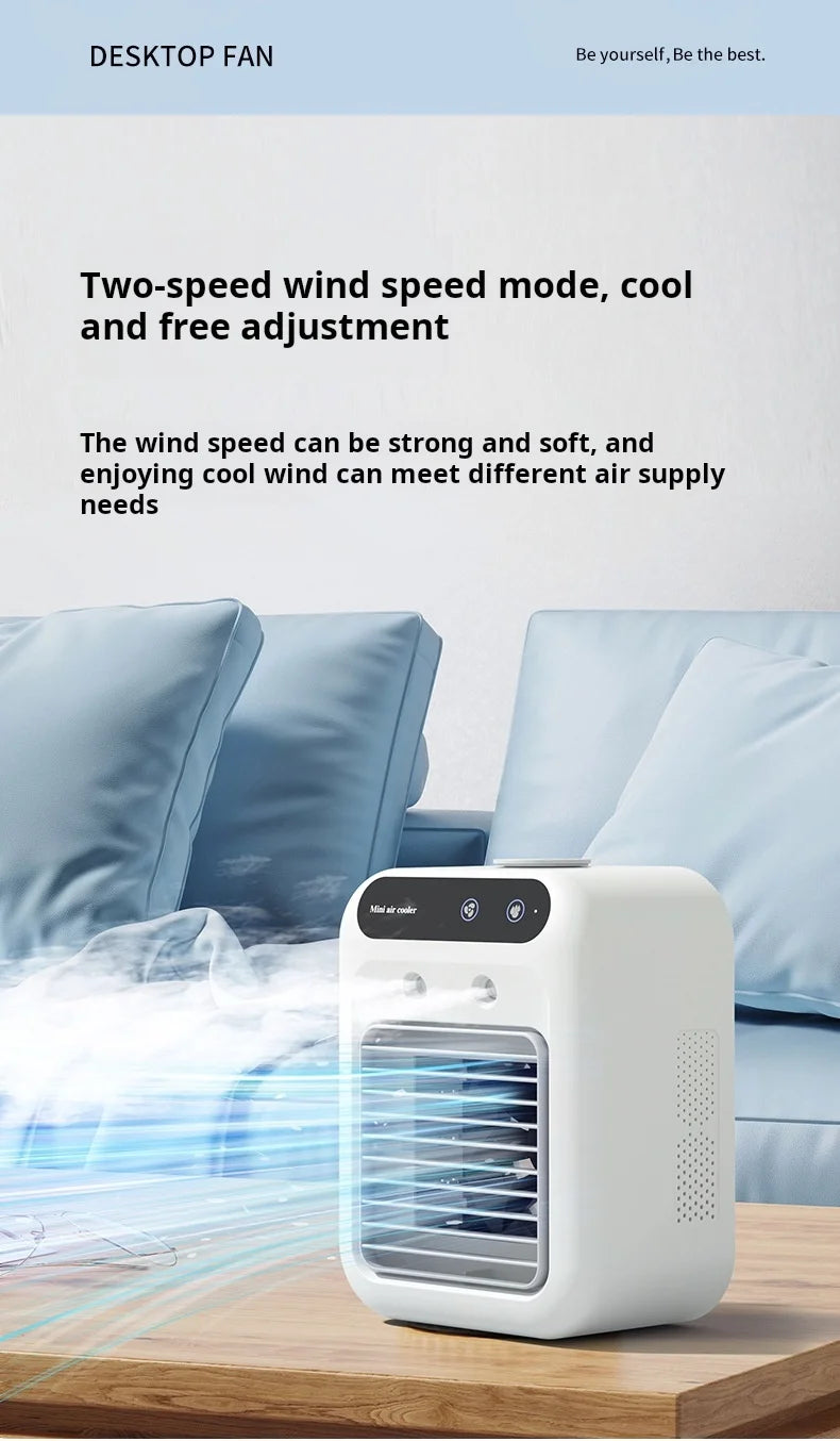 Mini USB Desk Fan Portable Quiet Cool Air Conditioner for Bedroom Home Use with Humidifying Spray Function Tabletop Fan