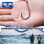 9KM Chinu Hooks 50~100Pcs Single Fishing Circle Hook Black High Carbon Steel for Saltwater Freshwater Porgy Bream Grouper
