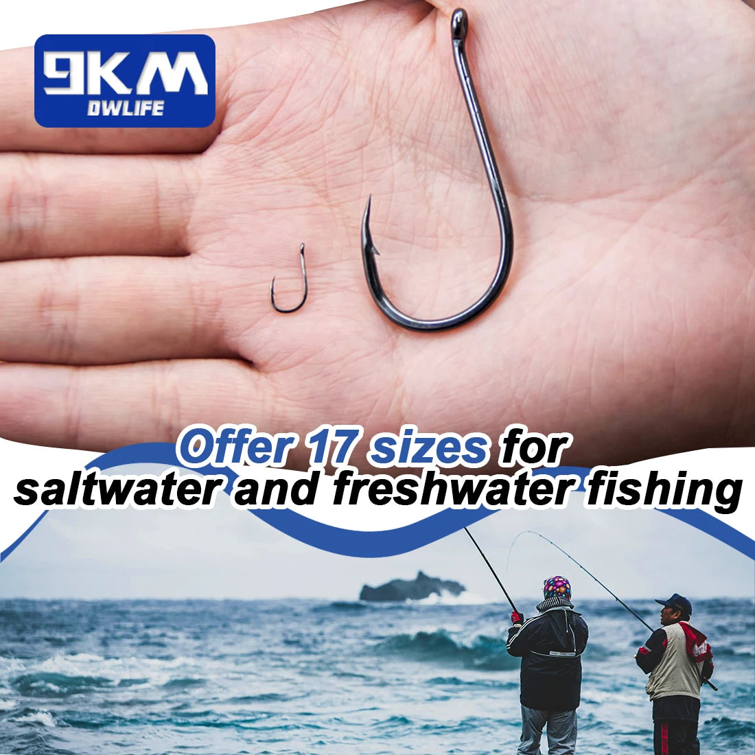 9KM Chinu Hooks 50~100Pcs Single Fishing Circle Hook Black High Carbon Steel for Saltwater Freshwater Porgy Bream Grouper
