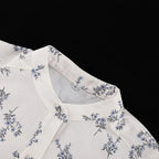 Casual Beige Print Women's Two Pieces Set Fashion Stand Collar Wrist Sleeve Ruffled Shirts And High Waisted Shorts Suit Woman